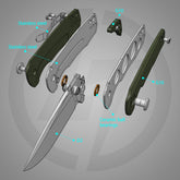 G061 Folding Knife ( 2.91''+D2+G10 )- Liner LOCK-THUMB STUD-OLITANS